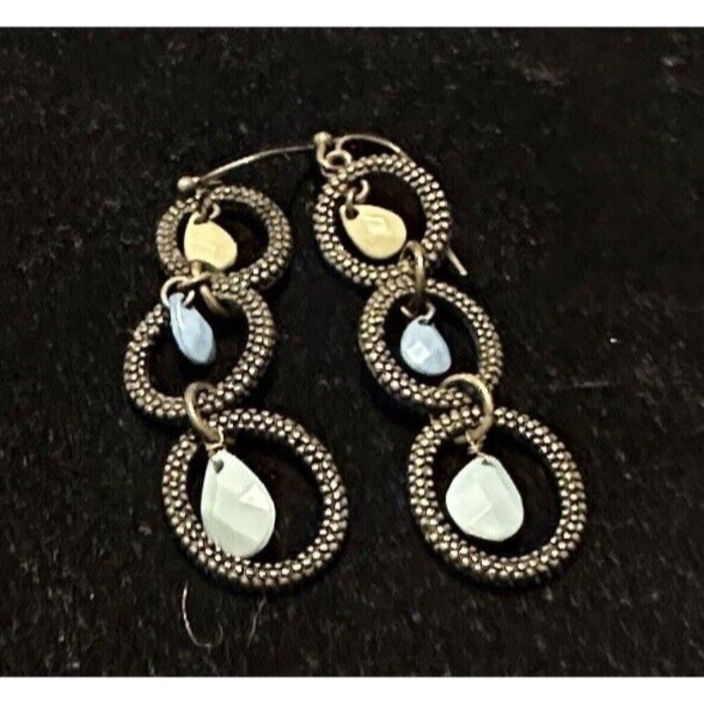 CARIBBEAN Retired Premier Designs Earrings Dangle Statement Round Loops